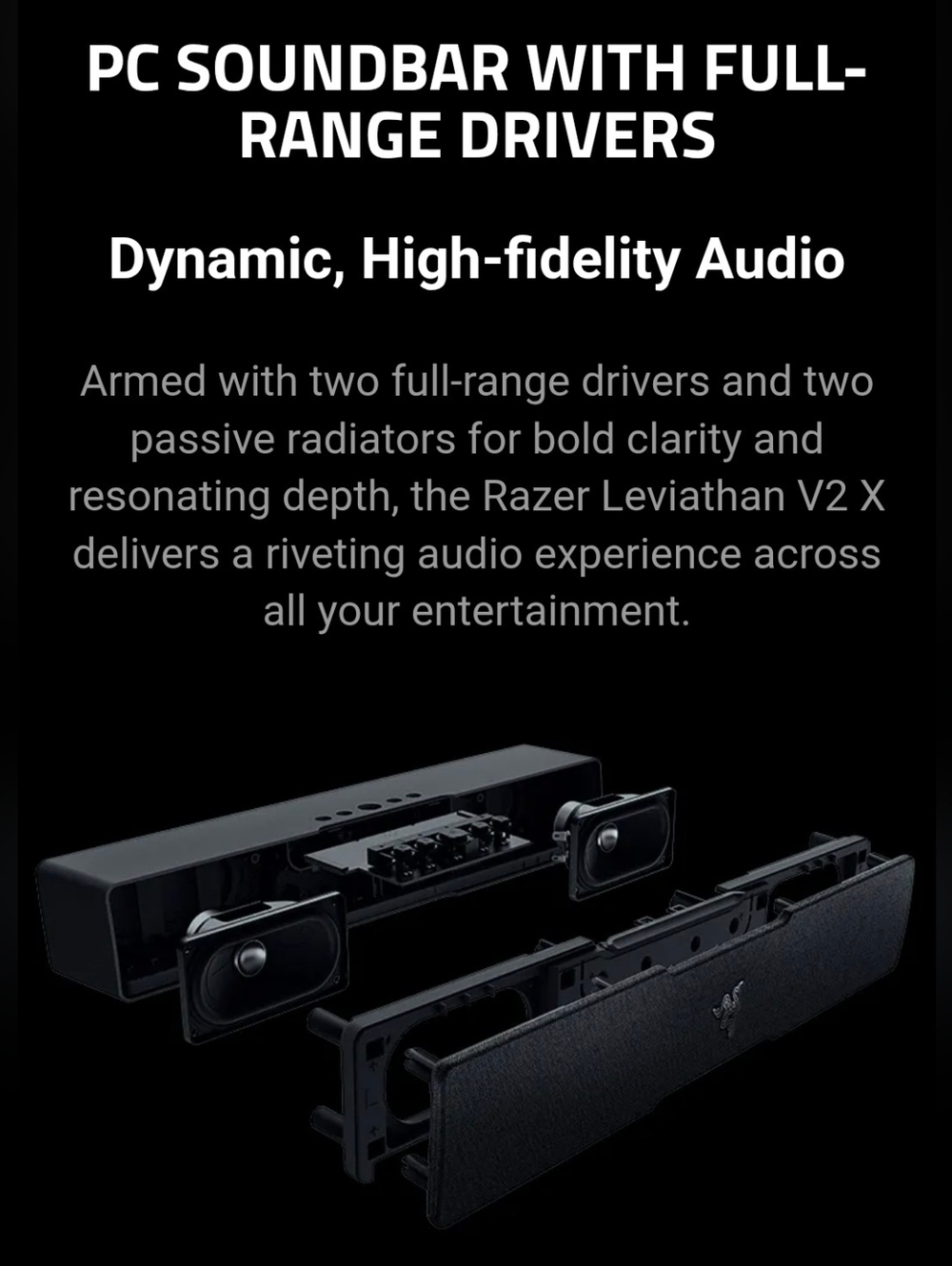 🎁Razer Leviathan V2X Bluetooth PC & Gaming Soundbar W/ Color Lights Black OS - Picture 6 of 9